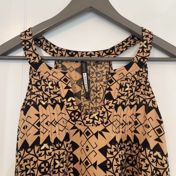 Anthropologie Plenty by Tracy Reese tank blouse beige black pattern small  EUC - Picture 2 of 8